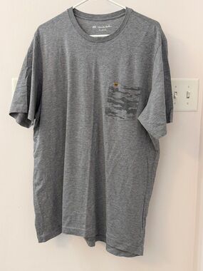 Travis Mathew Gray Short Sleeve Pocket Tee with Camo Accent